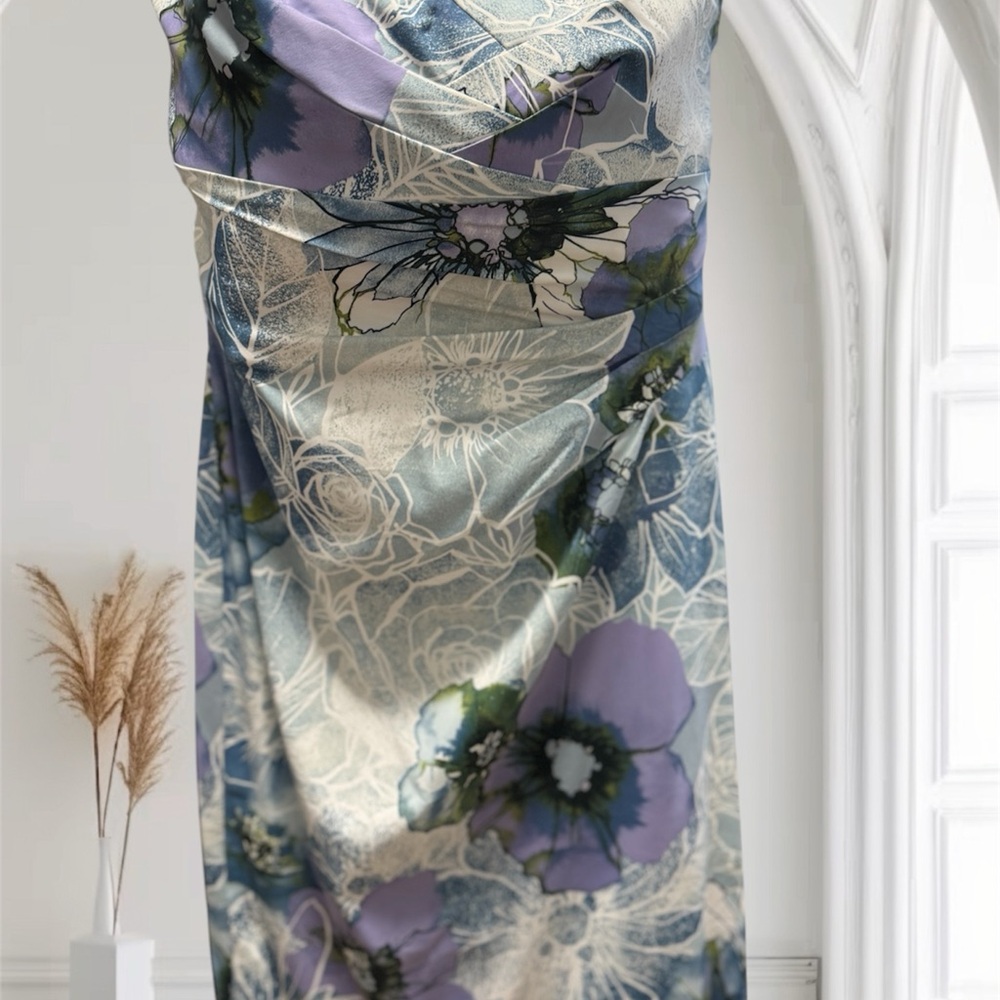 Floral Print Draped Dress